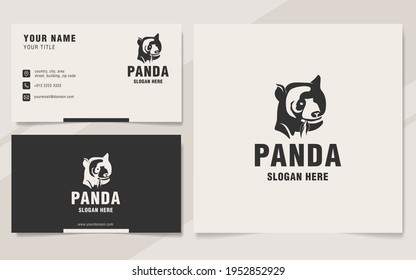 Vintage panda logo template monogram style