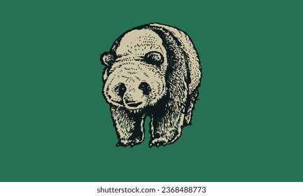 vintage panda logo wildlife panda vector illustration.