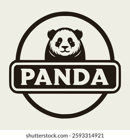 vintage panda print poster wild animal retro vector illustration template design