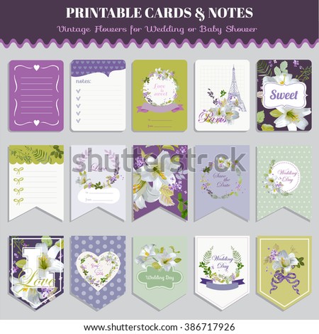 Vintage Pansy Flowers Card Set - for birthday, wedding, baby shower, party, design - in vector