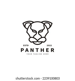 vintage panther head logo design with line art style