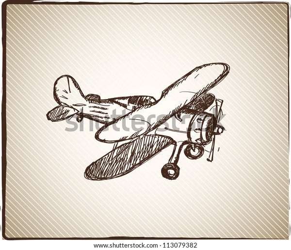 Vintage Paper Background Hand Drown Plane Stock Vector (Royalty Free ...