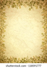 Vintage Paper Background With Leaf Frame, Copyspace