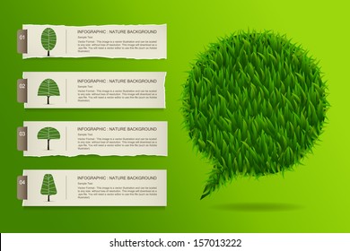 Vintage paper banner background and green grass bubble, Natural banner idea concept - Vector illustration