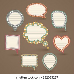 Vintage paper bubbles for speech. Vector illustration
