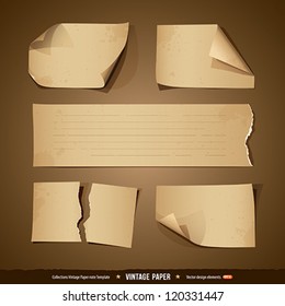 Vintage paper, collections empty template, vector illustration