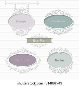 Vintage paper cut filigree frames and labels.