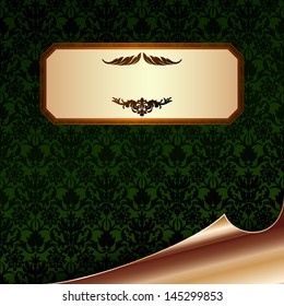 Vintage paper with damask paper and bend corner for design