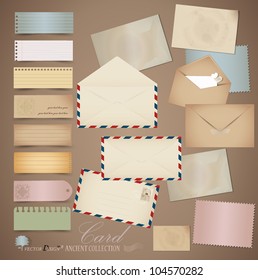 Vintage paper designs: various note papers, ready for your message. Vector illustration.