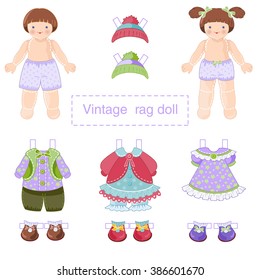 Vintage Paper Dolls  With Clothes. Handmade. Sewing Toys