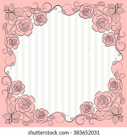 Vintage paper frame with floral pattern for use in your design
