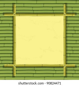 Vintage paper with frame on bamboo background