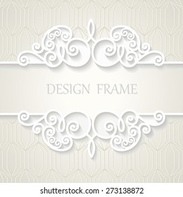 Moldura de papel vintage com sombra. Fundo decorativo para casamento, convite, livro de capa.