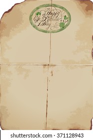 Vintage paper with greeting Saint Patricks day.