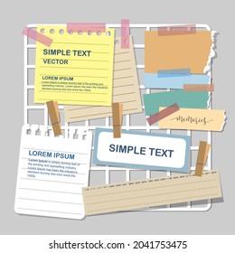 vintage paper notes set, planning paper. flat vector, illustration design.