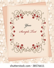 vintage paper over floral background