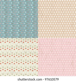 Vintage Paper With Polka Dots Set, Vector Illustration