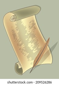 Vintage paper and Quill pen ,Vector illustration