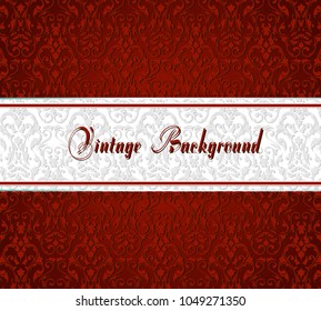 Vintage paper red background with curly ornament