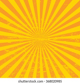 Vintage paper, retro rays background, scratched texture. Vector layout