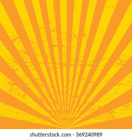 Vintage paper, retro rays background, scratched texture. Vector layout