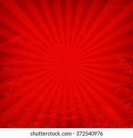 Vintage paper, retro rays background, scratched texture. Vector layout