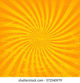 Vintage paper, retro rays background, scratched texture. Vector layout