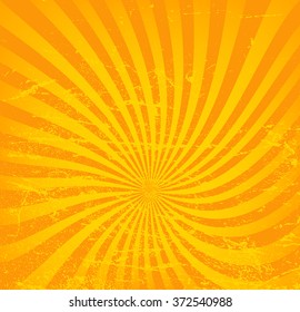 Vintage paper, retro rays background, scratched texture. Vector layout