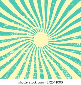 Vintage paper, retro rays background, scratched texture. Vector layout