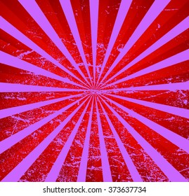 Vintage paper, retro rays background, scratched texture. Vector layout