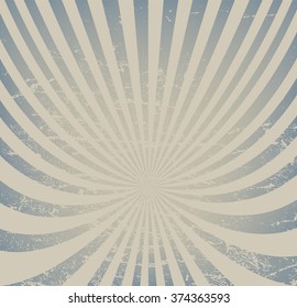 Vintage paper, retro rays background, scratched texture. Vector layout. Perspective view