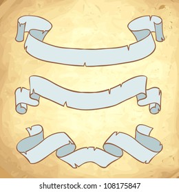 Vintage paper ribbons on anscient background vector set