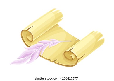 Vintage paper scroll. Magic object cartoon vector illustration