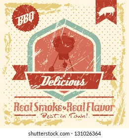 Vintage paper sign -BBQ - Vector EPS10. Grunge effects can be easily removed.