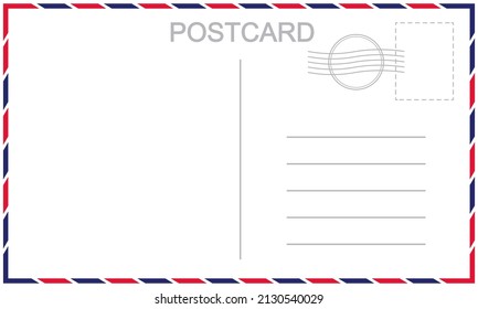 Vintage Paper Template With Postcard. Old Blank Postcard And Stamp. Vector 10 EPS.