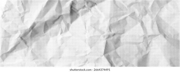 Fundo de textura de papel vintage com pontos de meio-tom e padrão retro para sobreposição de colagem ou design de cartaz em preto e branco. Vetor.