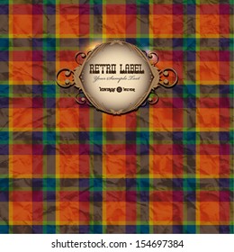 Vintage paper texture background with paper label. Vector illustration.