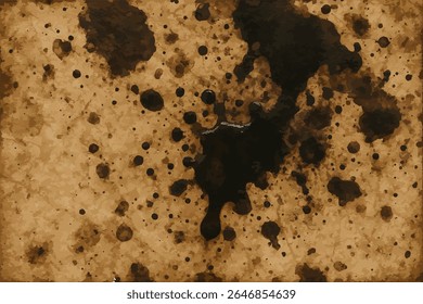 Vintage paper texture with dark ink splatters and spots, perfect for grunge designs, old documents, or artistic backgrounds.