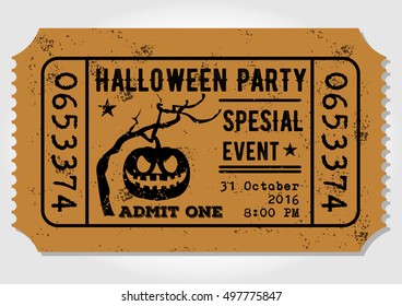 Vintage paper ticket, admit one for Halloween Part