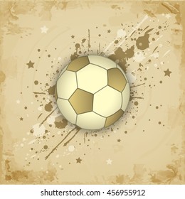 Vintage paper vector grunge background with soccer (football) ball.