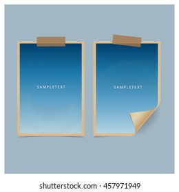 Vintage papers with blue background, ready for your message. Vector illustration.