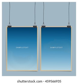 Vintage papers with blue background, ready for your message. Vector illustration.