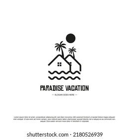 Vintage paradise logo vector illustration for your brand or business	