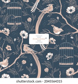 vintage paradise pattern vector template