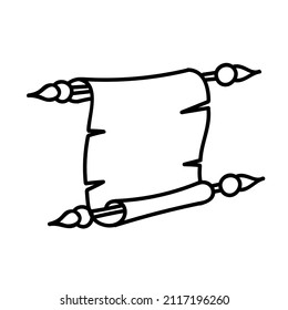Vintage parchment icon. Hand drawn vector illustration.