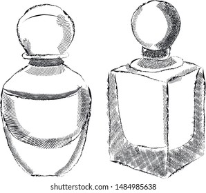 vintage parfum sketch hand draw illustration