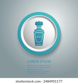 Vintage parfume blue icon in flat style, vector illustration