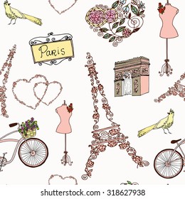 Vintage Paris Seamless Pattern