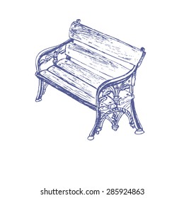 Vintage  park bench. Doodle style.