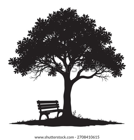  Vintage Park Bench Under Tree